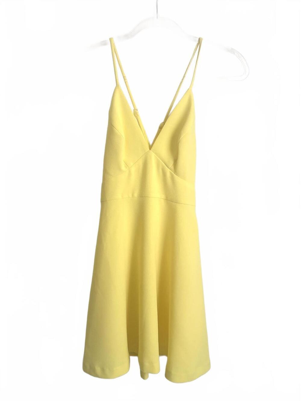 BCBGeneration | Yellow Spaghetti Strap V-Neck Dress Size S